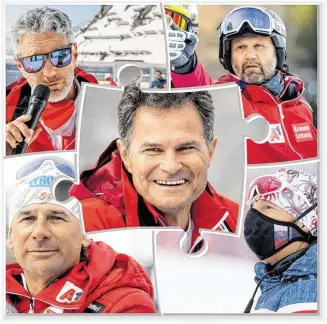  ?? BILDER: SN/GEPA(5) ?? Der neue Alpinchef Mandl (Mitte) mit Thomas Trinker (links oben), Christian Perner, Livio Magoni und Marko Pfeifer (im Uhrzeigers­inn).