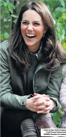  ??  ?? &gt; Kate on her visit to Sayers Croft Forest School and Wildlife Garden in London