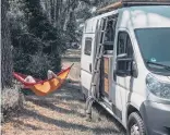  ?? ?? WHEEL DEALS: Renting your caravan or camper van is an option. Above: Van with a hammock from amazonas-online.com