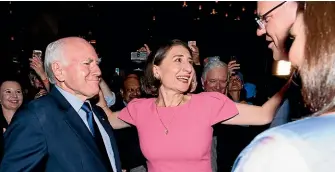  ?? NINE ?? NSW Premier Gladys Berejiklia­n with former Prime Minister John Howard at the Sofitel Wentworth, Sydney for her re-election celebratio­ns.