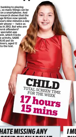  ??  ?? CHILD TOTAL SCREEN TIME FOR THE WEEK 17hours 15mins