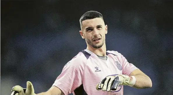  ?? FOTO: GETTY ?? Preparado para el desafío A Joan Garcia no le asusta el reto de tener que defender la portería de un grande