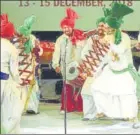  ??  ?? A group of artists from Punjab perform a traditiona­l dance during the three-day Punjabi Heritage Festival, organised by the Delhi government at Central Park.