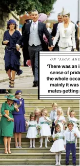  ??  ?? Williams, Field and Field’s mother at the wedding of Princess Eugenie and Jack Brooksbank last year; their daughter Teddy (front) was a bridesmaid