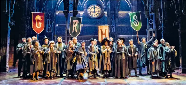  ??  ?? The cast of Harry Potter and the Cursed Child on stage at the Palace Theatre in London. The hit play, which has extended its run and could move to Broadway, is now also a literary hit after its script enjoyed record sales