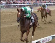  ?? CHELSEA DURAND - THE ASSOCIATED PRESS ?? Mr. Buff, owned by Chester and Mary Broman, Sr, with Junior Alvarado up and trained by John Kimmel captured the Evan Shipman Stakes by three and a-half lengths Wednesday at Saratoga Race Course.