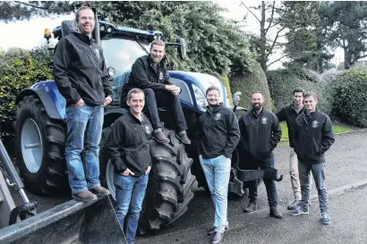  ?? PHOTO: NICOLE SHARP ?? Geared up to go . . . FMG Young Farmer of the Year finalists (from left) Andrew Wiffen, Daniel Bradbury, Logan Wallace, Cameron Black, Josh Cozens, Will Taylor and Patrick Crawshaw take five minutes yesterday before the briefing for the grand final,...