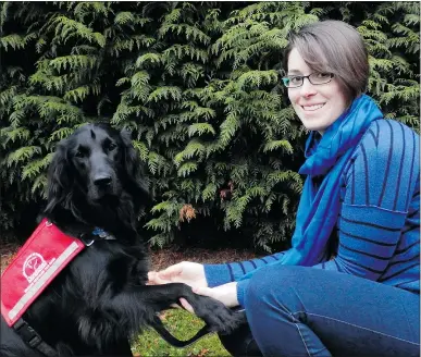  ?? — SCOTT CLARE ?? Tessa Hawkins says she has faced job discrimina­tion and has lost out on a dozen jobs because she needs her service dog, Merlot, with her 24/7 due to her epilepsy.