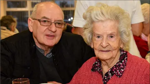  ??  ?? Colm and Bridget Kane at the turning on of the lights and Christmas party held in St. Oliver’s..