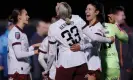  ?? Photograph: Andrew Couldridge/Action Images/Reuters ?? Manchester City’s Leila Ouahabi (right) and Alanna Kennedy celebrate after the match.