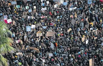  ?? Photo: David Harrison ?? Empty words: A protest at UCT after the rape and murder of student Uyinene Mrwetyana in 2019. Researcher­s can find no sign of the funds to fight gender-based violence promised by the president.