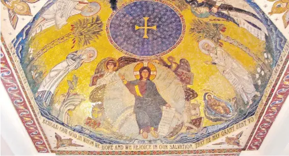  ??  ?? The mosaic in the dome at Saint Sophia, the only Russian Orthodox church in Victoria.