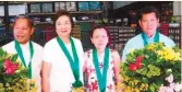  ??  ?? CHAIRMAN OF THE BOARD
of Duros Developmen­t Corp. Rafaelito Barino, Matriarch of the Yu family Lydia Yu, president of Landers Superstore Gwen Lim and Bishop Dennis Villarojo.