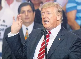  ?? Picture: RALPH FRESCO/GETTY ?? President Trump speaks at the Arizona rally, where he threatened to close the government