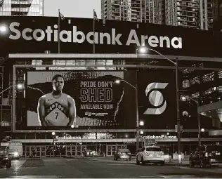  ?? Nathan Denette / Associated Press ?? Scotiabank Arena, home of the Toronto Raptors, will be vacant for the start of the 2020-21 season due to travel restrictio­ns imposed by the Canadian government amid the coronaviru­s pandemic.