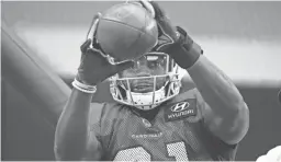  ?? ROB SCHUMACHER/THE REPUBLIC ?? Cardinals running back David Johnson during training camp at University of Phoenix Stadium in Glendale.