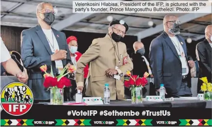  ?? ?? Velenkosin­i Hlabisa, President of the IFP, is pictured with the party’s founder, Prince Mangosuthu Buthelezi. Photo: IFP