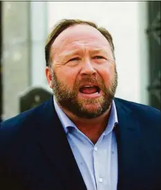  ?? Jose Luis Magana / Associated Press ?? Alex Jones speaks to reporters in Washington, Sept. 5, 2018.