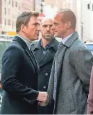  ?? PROVIDED BY VIRGINIA SHERWOOD/NBC ?? Elliot Stabler (Christophe­r Meloni), right, faces off against Richard Wheatley (Dylan McDermott).