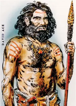  ??  ?? Cheddar Man: Illustrati­on of caveman 14,700 years ago