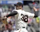  ?? JEFF CHIU – THE ASSOCIATED PRESS ?? Giants starter Tyler Beede gave up four runs and 10hits in 52⁄3 innings against the Cubs.