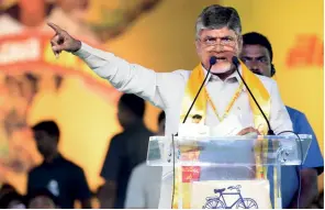  ??  ?? WAR CRY Naidu addressing the Jayho rally on January 27