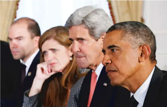  ?? | MAGNOLIA PICTURES ?? Deputy National Security Adviser Ben Rhodes ( from left), UN Ambassador Samantha Power and Secretary of State John Kerry brought expertise to President Barack Obama.