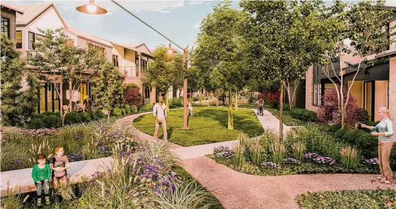  ?? Meristem Communitie­s/Courtesy ?? Landscape architects at CultivateL­AND are working with Meristem Communitie­s to design green spaces and linear parks in front of many of the houses in Indigo.