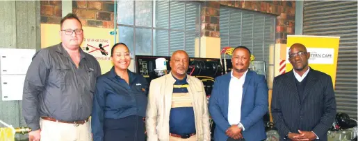  ?? ?? From the left are Denton Webber (manager, customer care service - Bell), Caudy van der Sandt (Human Resource - Bell), Fundile Ntsinde (manager, sales Bell), Thembile Matrose (director, fleet services mechanical DoT) and Bruce Ndlela (director, business developmen­t - Bell).