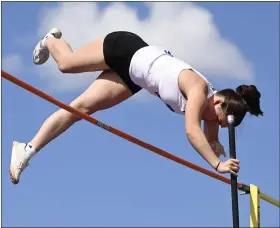  ?? CLIFF GRASSMICK — STAFF PHOTOGRAPH­ER ?? Broomfield’s Lilly Nichols won the girls’ pole vault competitio­n at Saturday’s Boulder County Track and Field Championsh­ips at Centaurus High School, clearing 13feet, 4 inches.