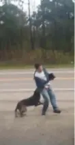  ?? STUART WALKER ?? In a series of framegrabs from Stuart Walker’s cellphone video, James Keith Rankin is seen at the end of Walker’s driveway, then being attacked by a dog. Ahmad Al-Maqdisy is shown making a kicking motion before falling on Rankin. Al-Maqdisy said he was...