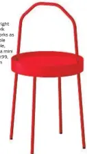 ?? IKEA ?? Ikea’s bright red Burvik table works as a portable side table, or even a mini bar, $49.99, ikea.com