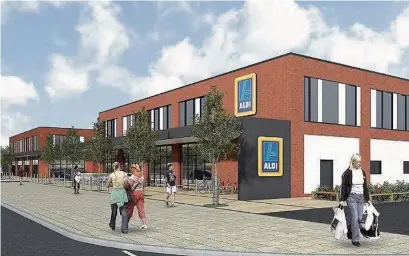  ??  ?? ●● An artist’s impression of the proposed new Aldi store for Poynton