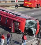  ?? Picture: Supplied ?? FATAL. The bus which overturned yesterday.