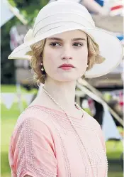  ??  ?? The Exception star Lily, right, is best known as Downton’s Lady Rose, left. The new role features more steamy scenes with Courtney, below