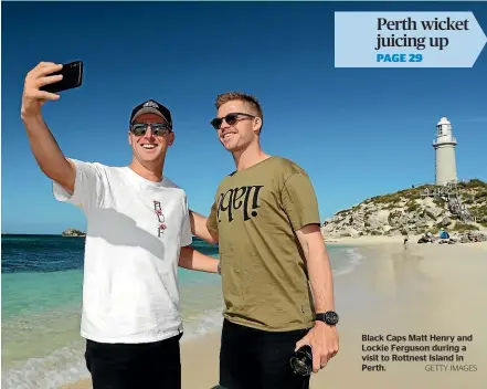  ??  ?? Black Caps Matt Henry and Lockie Ferguson during a visit to Rottnest Island in Perth. GETTY IMAGES