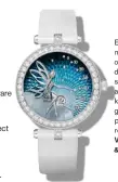  ??  ?? Enamel, motherof-pearl, diamond, sapphire and 18 karat white gold watch, price upon request, Van Cleef & Arpels