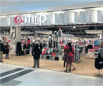  ??  ?? TAKING STOCK: The MRP store in the Mall of Africa, Gauteng. In November Mr Price Group posted its first drop in profit in 15 years