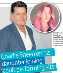  ?? PHOTOS: TWITTER AND SHUTTERSTO­CK (FOR REPRESENTA­TIONAL PURPOSES ONLY) ?? Charlie Sheen; (inset) his daughter Sami