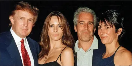  ?? Picture: DAVIDOFF/GETTY ?? FRIENDS: A younger Donald Trump, future wife Melania, Epstein and socialite Ghislaine Maxwell in 2000. Below, Steven Hoffenberg