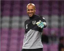  ??  ?? Bray’s Darren Randolph is hopeful about making the Denmark game.