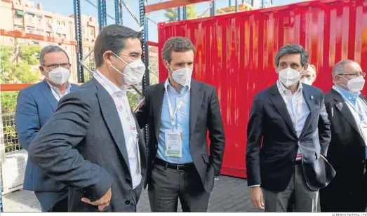  ?? ALBERTO ORTEGA / EP ?? El presidente del Partido Popular, Pablo Casado, a su llegada ayer a la inauguraci­ón del South Summit 2021, en Madrid.