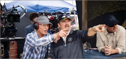  ?? SUBMITTED PHOTO ?? Ed Harris, Todd Robinson, and Kevin Scott are shown on location while filming “The Last Full Measure.” Robinson, a native of Delaware County, is the writer and director of the film, a true story about Vietnam War hero A1C William H. Pitsenbarg­er.