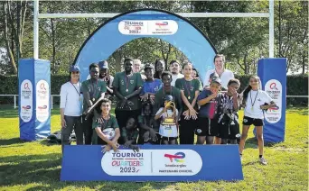  ?? Photos TotalEnerg­ies ?? Patrick Pouyanné lors d’un événement interne TotalEnerg­ies avant le match France-Italie (à droite). Le Tournoi National des Quartiers 2023 en présence de Jacques Rivoal et Florian Grill (en bas à gauche) et l’animation TotalEnerg­ies « le joug des énergies » (en haut à gauche).