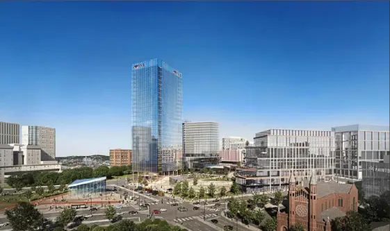  ?? Gensler ?? Rendering of the new 26-story office tower to be built at the former Civic Arena site. First National Bank will be the anchor tenant.