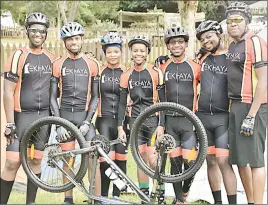  ?? (File pic) ?? Some members of Kusekhaya Cycling Club with ECA Secretary Mxolisi Shongwe (L), ECA President Sifiso ‘Zwide’ Ndwandwe (2nd L) and Kusekhaya Club Principal Mduduzi Kaudi (R).