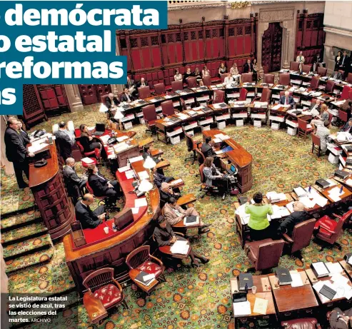  ?? ARCHIVO ?? La Legislatur­a estatal se vistió de azul, tras las elecciones del martes.