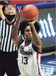  ?? David Butler II / USA Today ?? UConn guard Christyn Williams shoots against Butler on Jan. 19 at Gampel Pavilion.