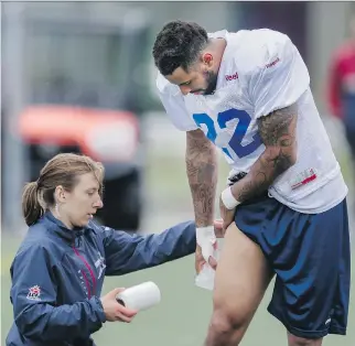  ?? DARIO AYALA/MONTREAL GAZETTE ?? Now recovered from a hamstring injury that sidelined him after the opening day of training camp, Cody Hoffman can continue his pursuit of earning an Alouettes roster spot.