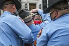  ?? Alyssa Pointer/Atlanta Journal-Constituti­on via AP ?? Georgia state Rep. Park Cannon, D-Atlanta, was arrested Thursday after she tried to knock on the door of Gov. Brian Kemp’s office during his remarks after he signed a sweeping bill to restrict access to voting in the state.